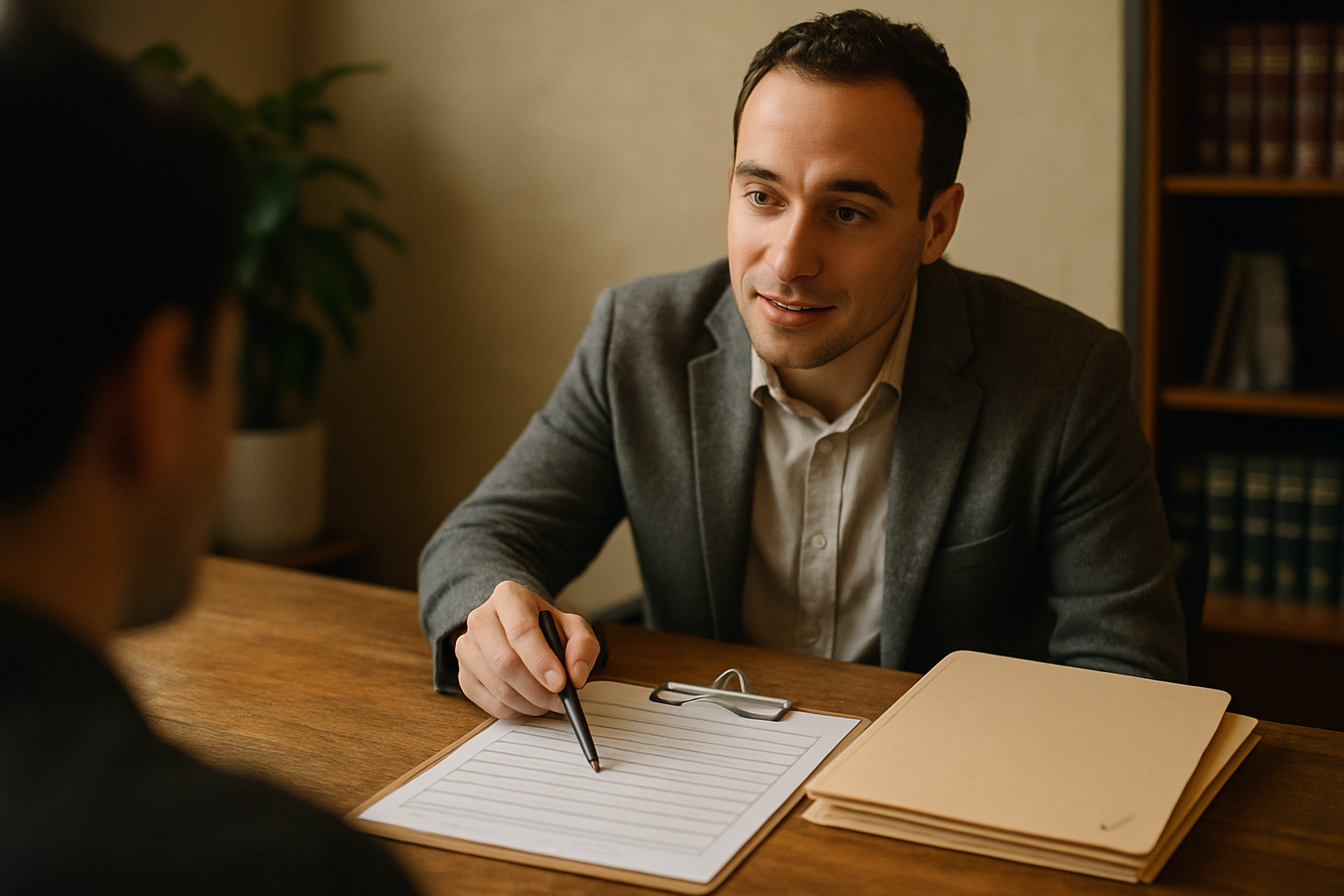 Client and legal professional during immigration intake: custom client intake fields immigration firm software