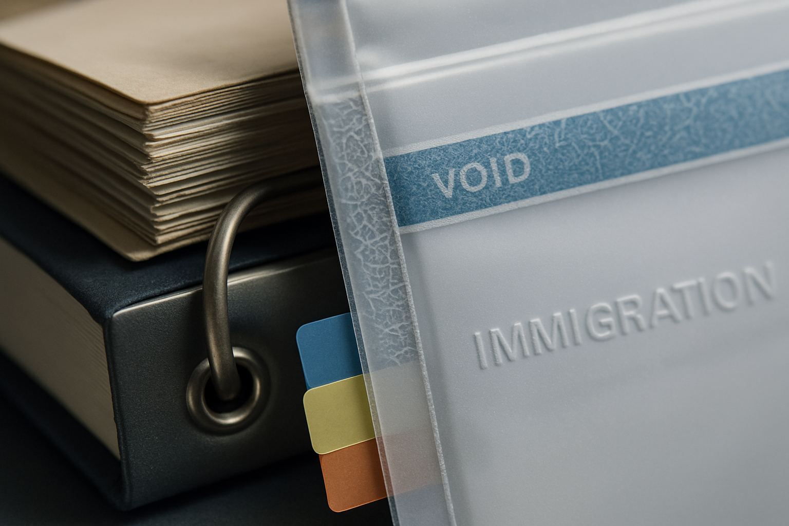Close detail of secure compliance records: immigration document drive for client uploads and folders