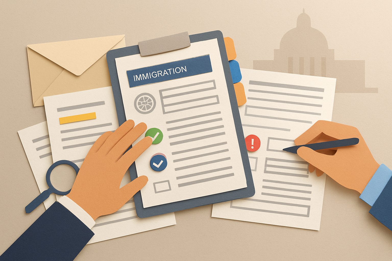 Legal professionals reviewing an immigration document packet: reduce rejected filings uscis form validation software